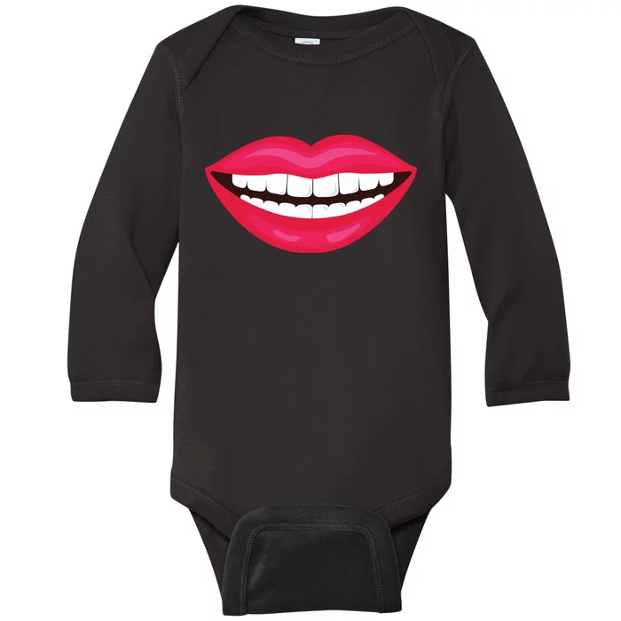 Funny Smile Lips Baby Long Sleeve Bodysuit