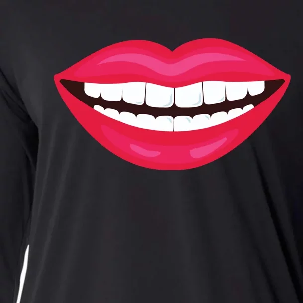 Funny Smile Lips Cooling Performance Long Sleeve Crew