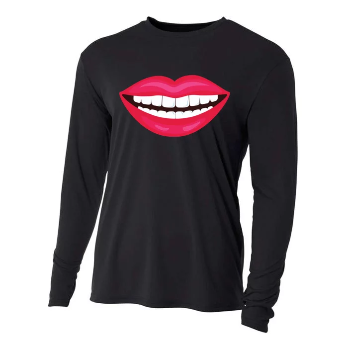 Funny Smile Lips Cooling Performance Long Sleeve Crew