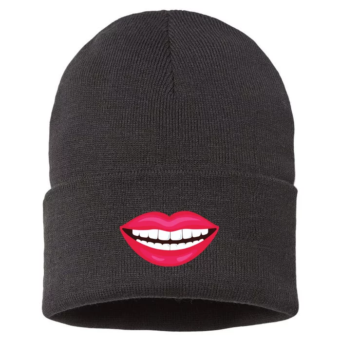 Funny Smile Lips Sustainable Knit Beanie