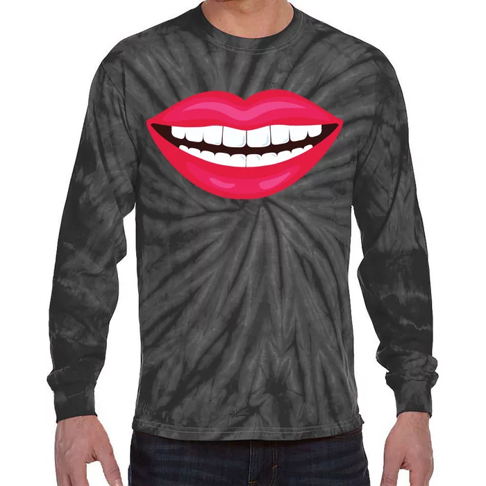 Funny Smile Lips Tie-Dye Long Sleeve Shirt