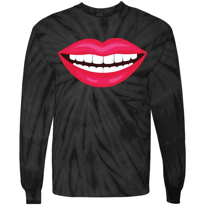 Funny Smile Lips Tie-Dye Long Sleeve Shirt