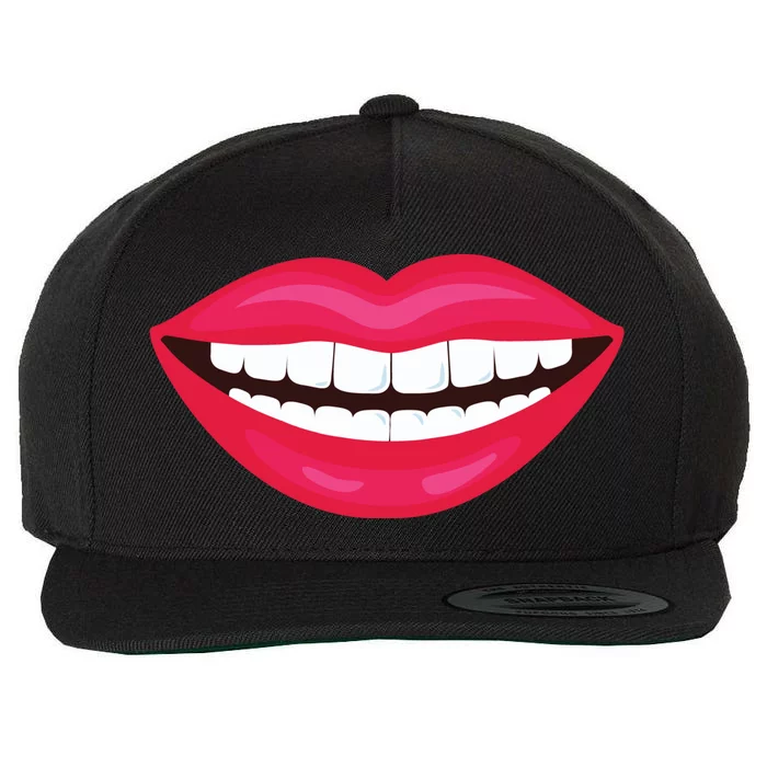 Funny Smile Lips Wool Snapback Cap