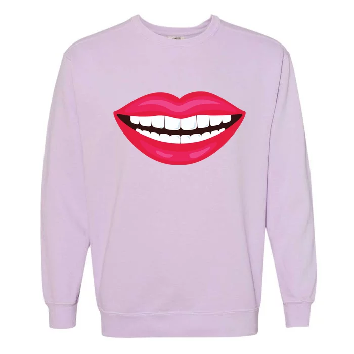 Funny Smile Lips Garment-Dyed Sweatshirt