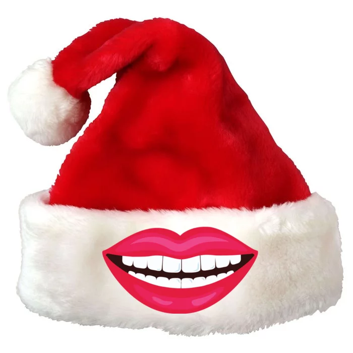 Funny Smile Lips Premium Christmas Santa Hat