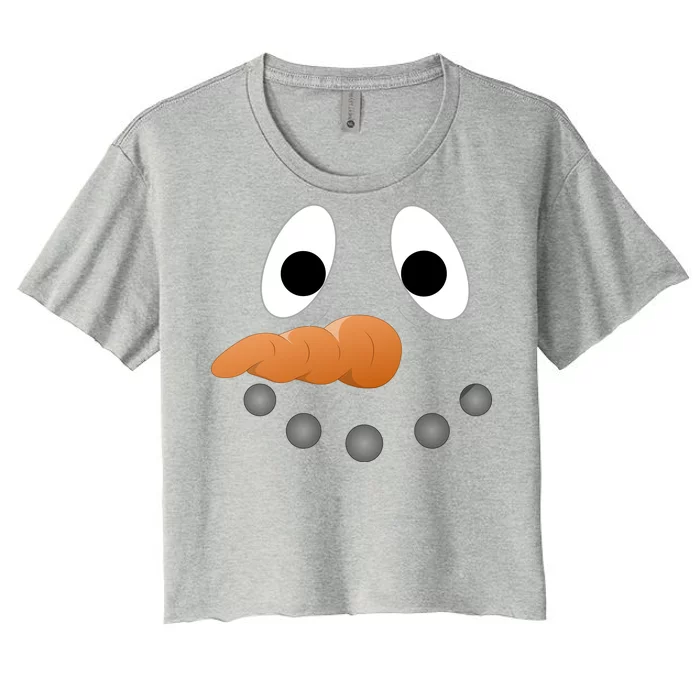 Funny Snowman Face Women's Crop Top Tee