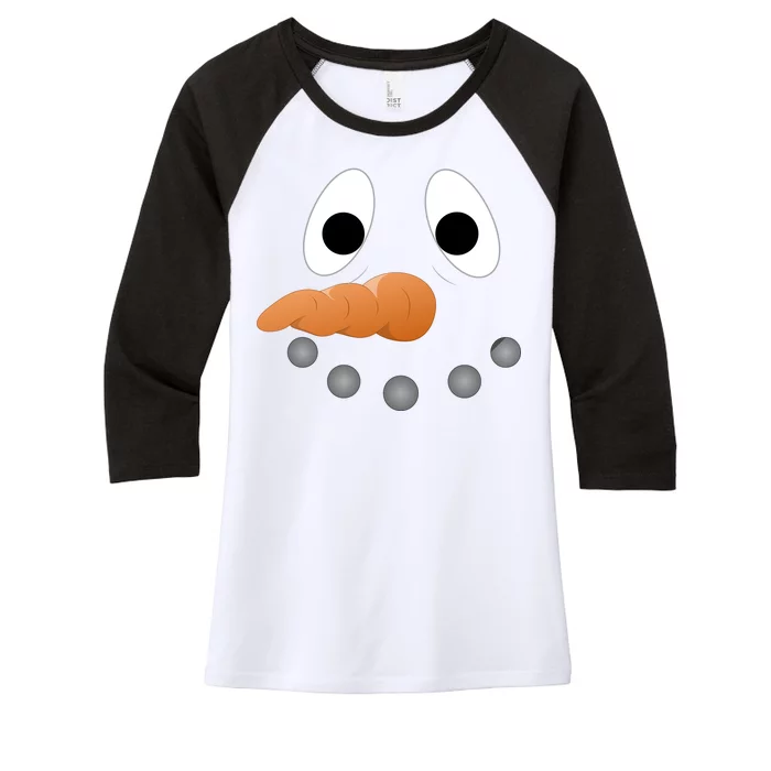 Funny Snowman Face Women's Tri-Blend 3/4-Sleeve Raglan Shirt