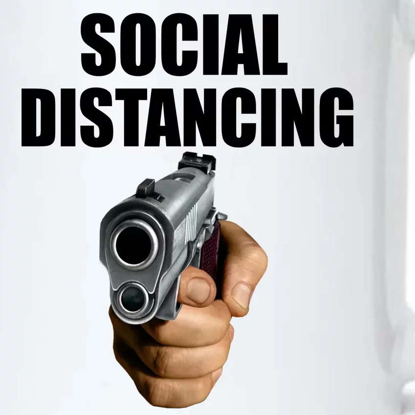 Funny Social Distancing Gun Black Color Changing Mug