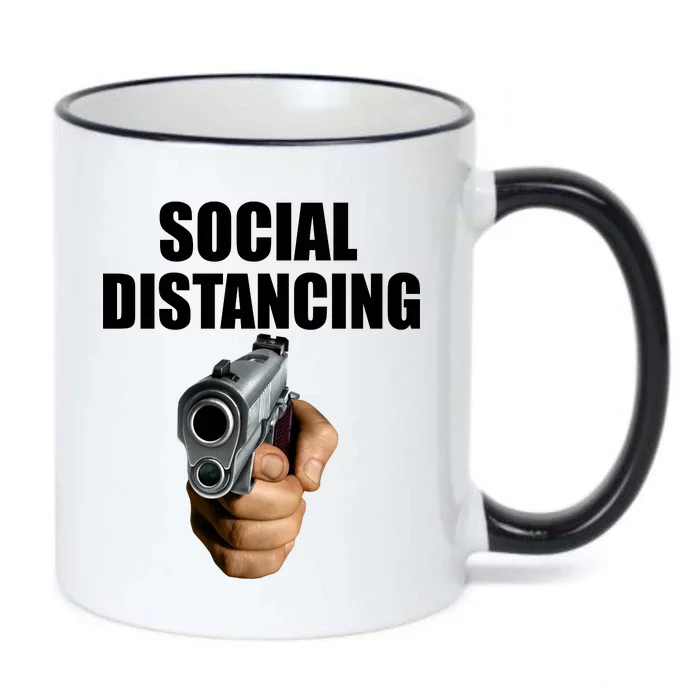 Funny Social Distancing Gun Black Color Changing Mug