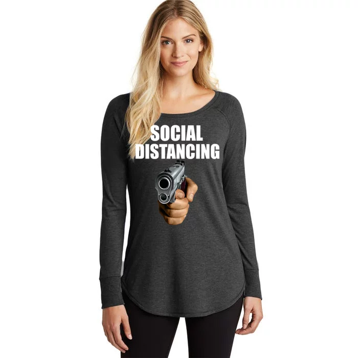 Funny Social Distancing Gun Women's Perfect Tri Tunic Long Sleeve Shirt