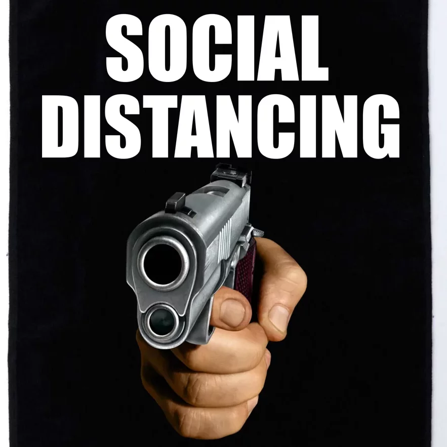 Funny Social Distancing Gun Platinum Collection Golf Towel