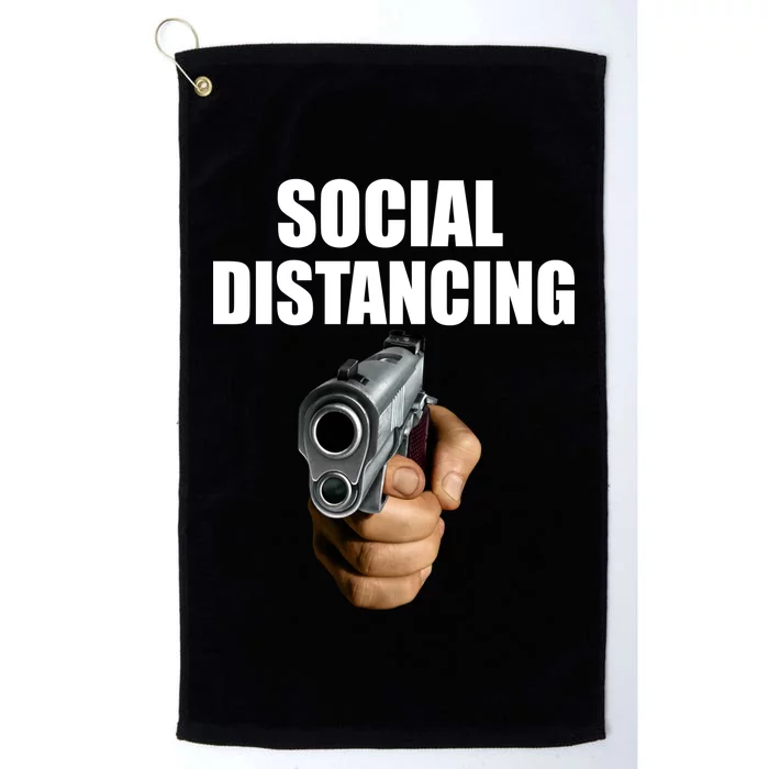 Funny Social Distancing Gun Platinum Collection Golf Towel