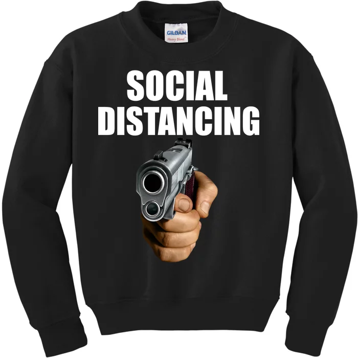 Funny Social Distancing Gun Kids Sweatshirt