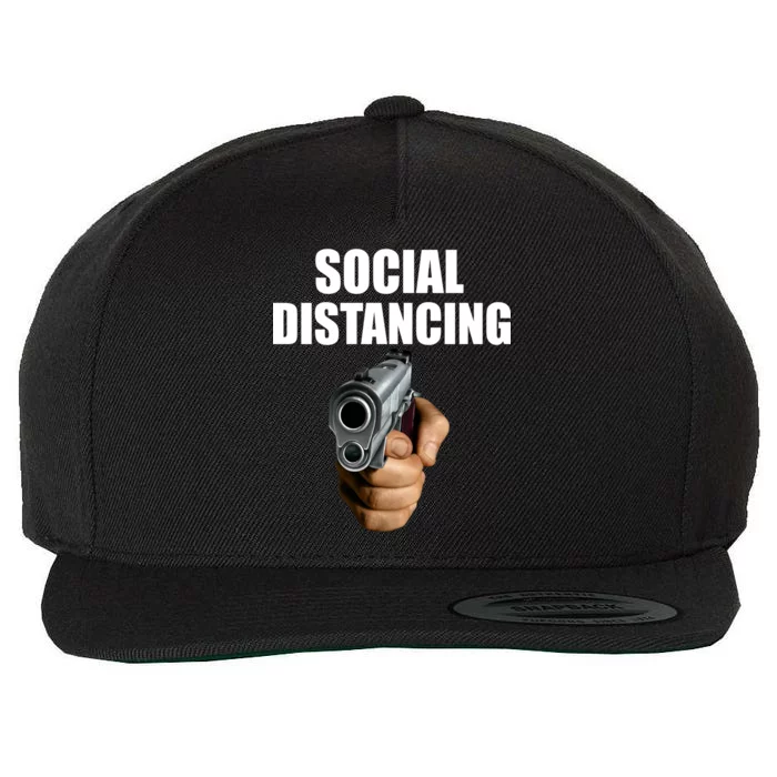 Funny Social Distancing Gun Wool Snapback Cap