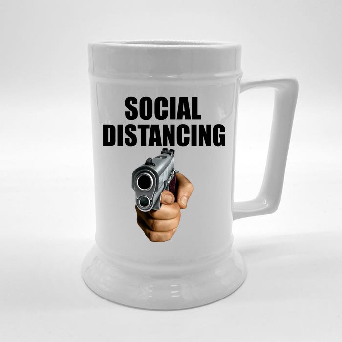 Funny Social Distancing Gun Front & Back Beer Stein