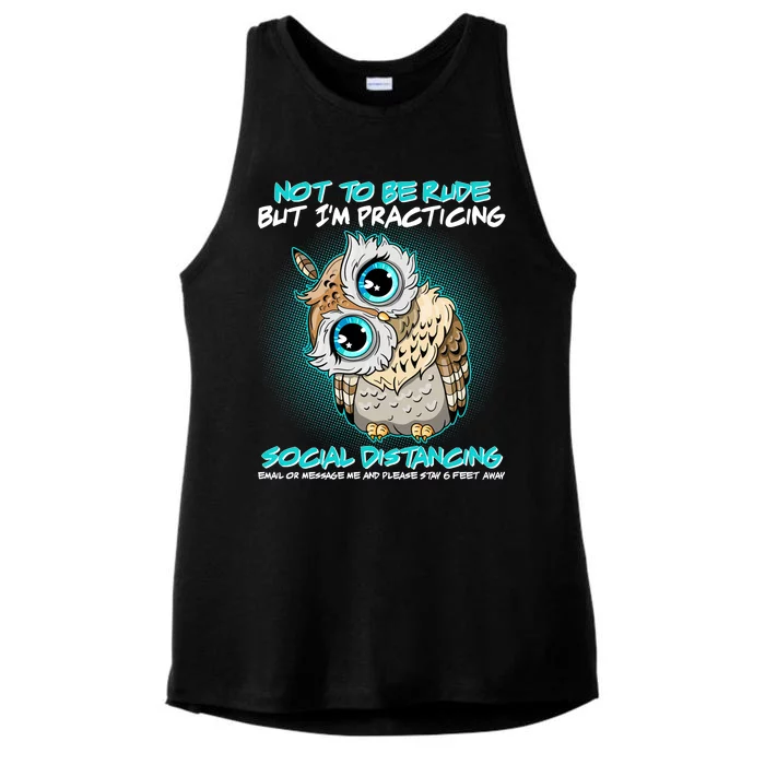 Funny Social Distancing Owl Meme Ladies Tri-Blend Wicking Tank