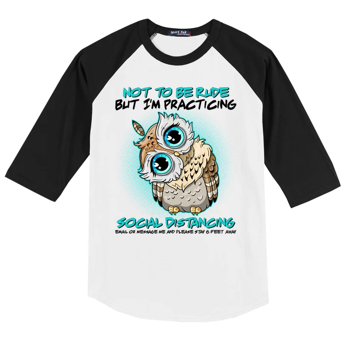 Funny Social Distancing Owl Meme Baseball Sleeve Shirt