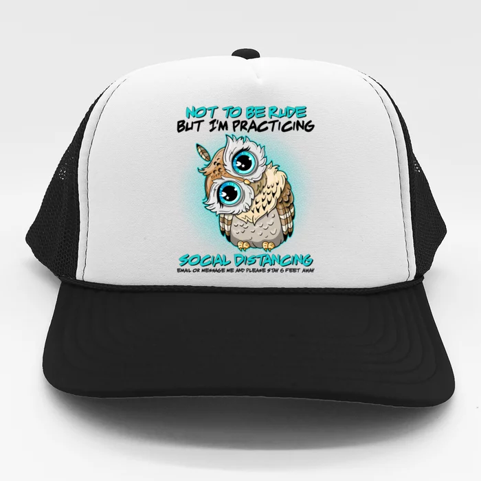 Funny Social Distancing Owl Meme Trucker Hat