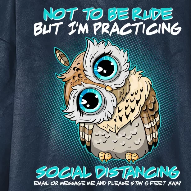 Funny Social Distancing Owl Meme Hooded Wearable Blanket