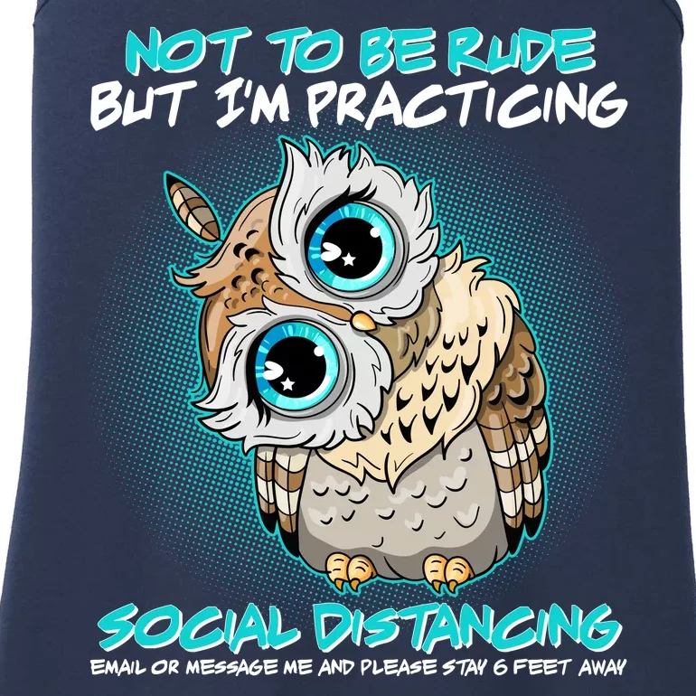 Funny Social Distancing Owl Meme Ladies Essential Tank