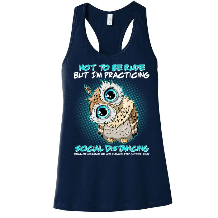 Funny Social Distancing Owl Meme Women's Racerback Tank