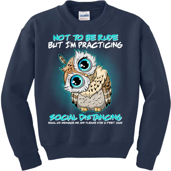 Funny Social Distancing Owl Meme Kids Sweatshirt