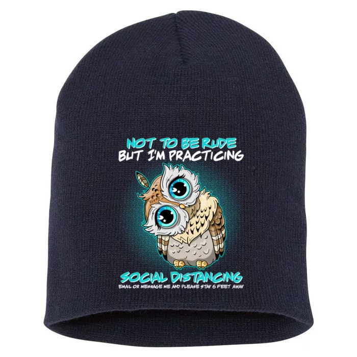 Funny Social Distancing Owl Meme Short Acrylic Beanie