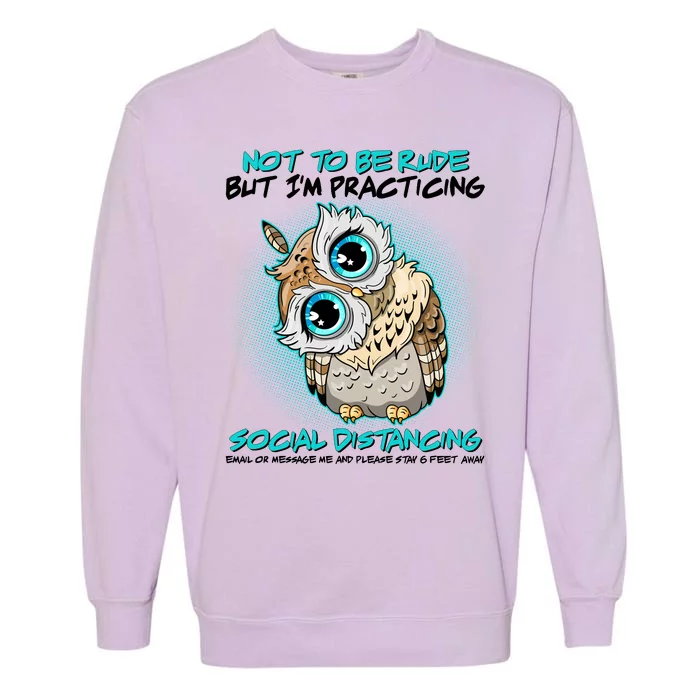 Funny Social Distancing Owl Meme Garment-Dyed Sweatshirt