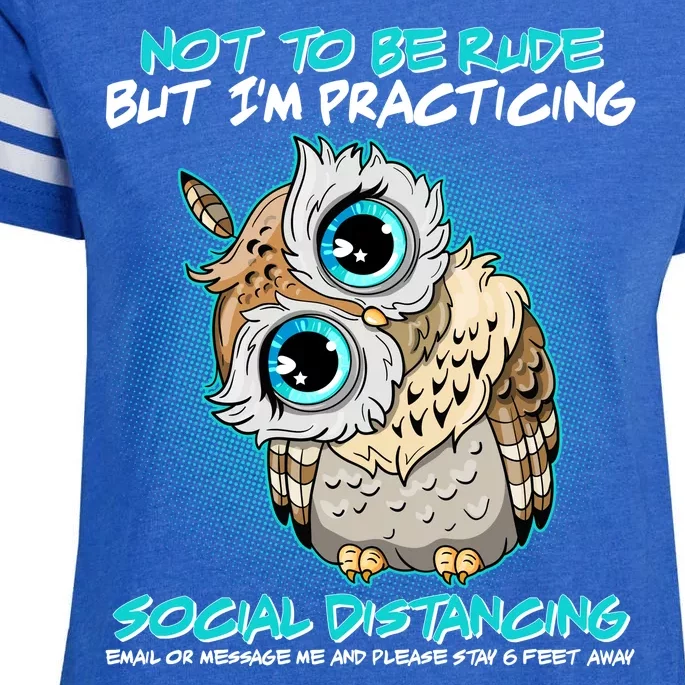 Funny Social Distancing Owl Meme Enza Ladies Jersey Football T-Shirt