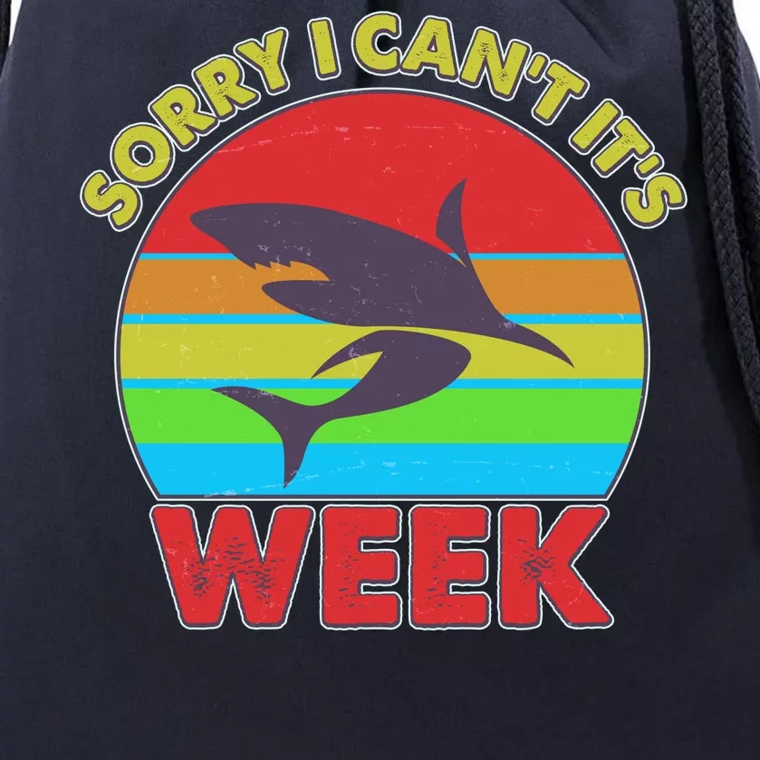 Funny Sorry I Can't It's Shark Week Drawstring Bag