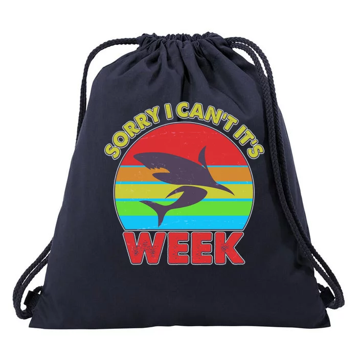 Funny Sorry I Can't It's Shark Week Drawstring Bag