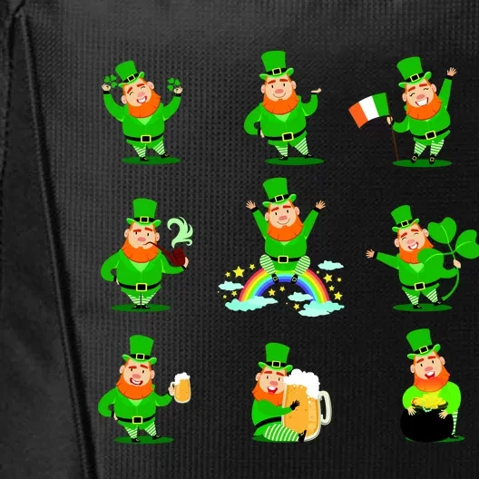 Funny St. Patrick's Day Shamrock Beer Leprechaun Emojis City Backpack