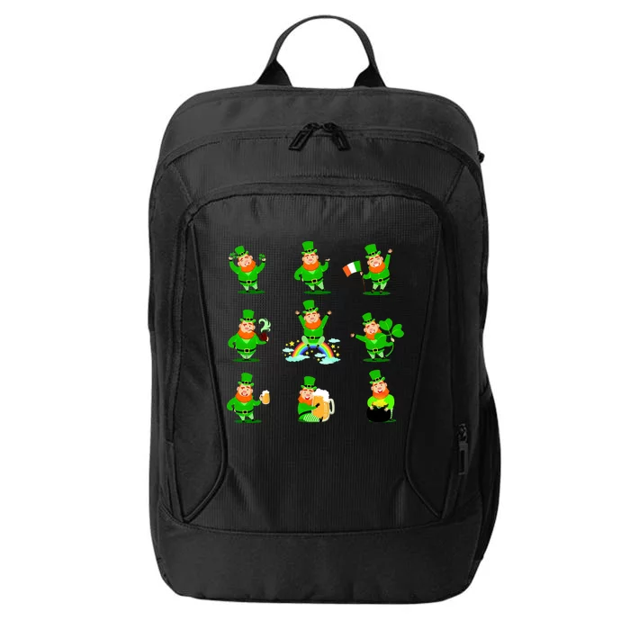 Funny St. Patrick's Day Shamrock Beer Leprechaun Emojis City Backpack