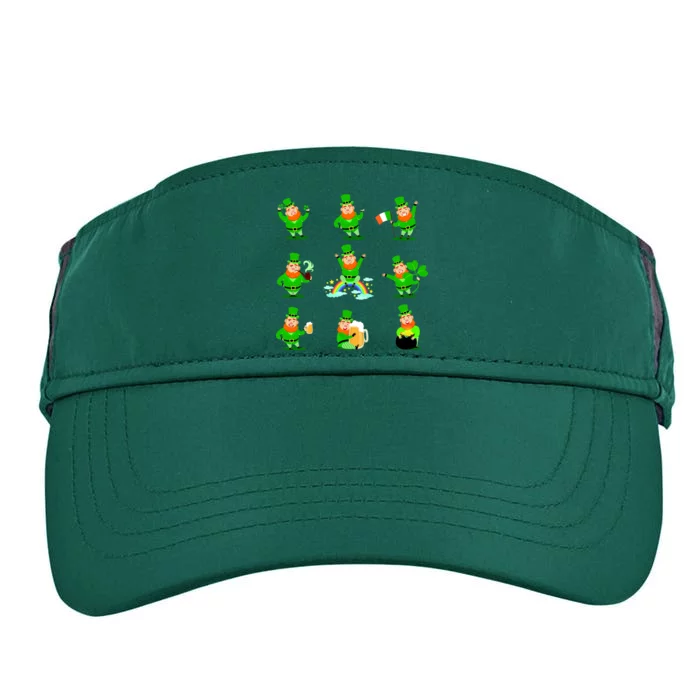 Funny St. Patrick's Day Shamrock Beer Leprechaun Emojis Adult Drive Performance Visor