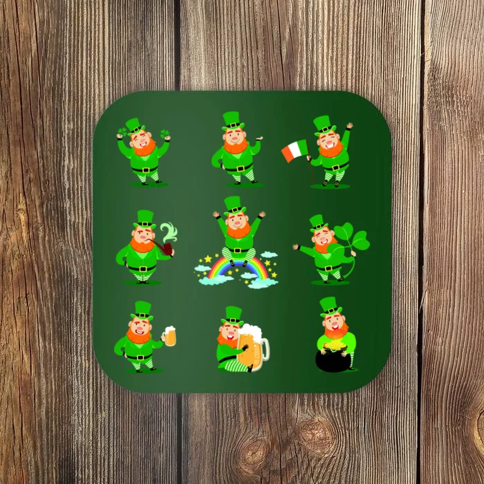 Funny St. Patrick's Day Shamrock Beer Leprechaun Emojis Coaster