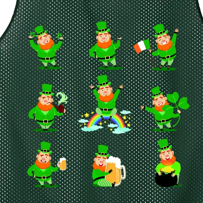 Funny St. Patrick's Day Shamrock Beer Leprechaun Emojis Mesh Reversible Basketball Jersey Tank