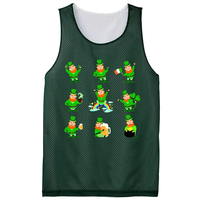 Funny St. Patrick's Day Shamrock Beer Leprechaun Emojis Mesh Reversible Basketball Jersey Tank