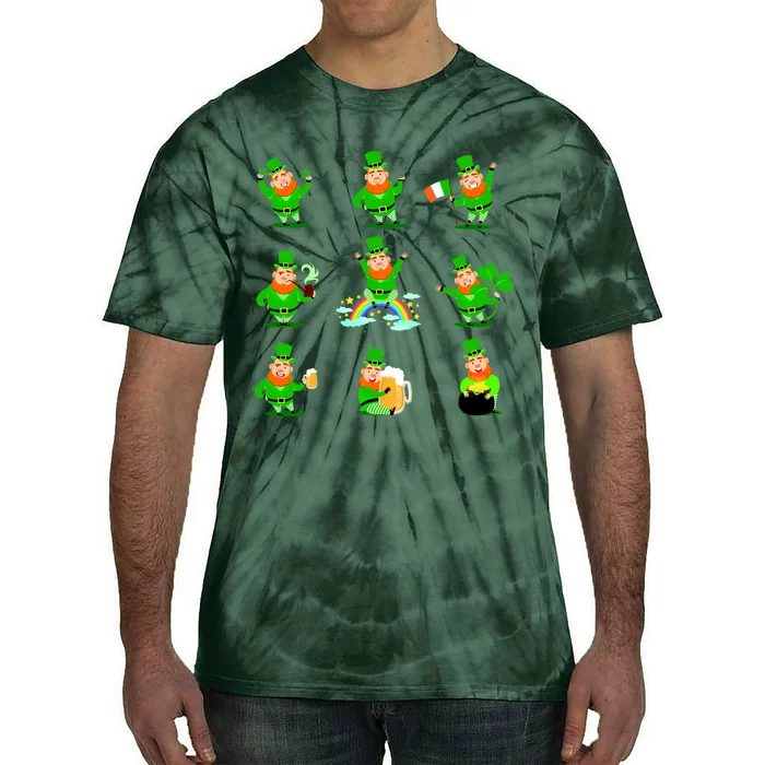 Funny St. Patrick's Day Shamrock Beer Leprechaun Emojis Tie-Dye T-Shirt