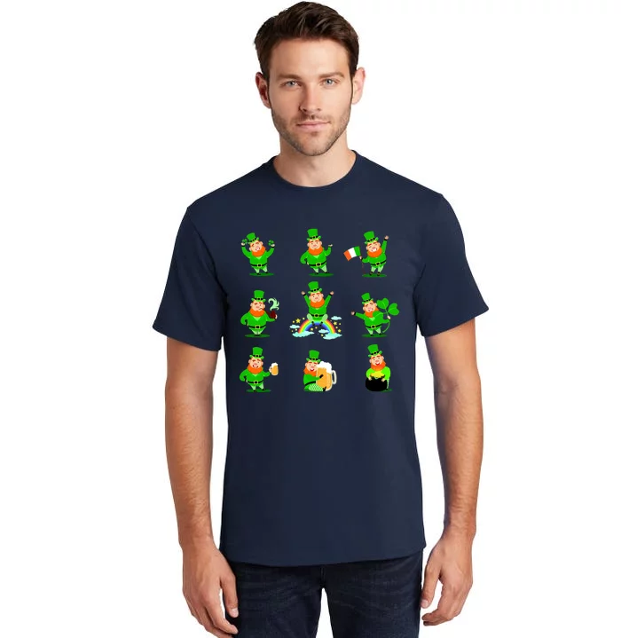 Funny St. Patrick's Day Shamrock Beer Leprechaun Emojis Tall T-Shirt