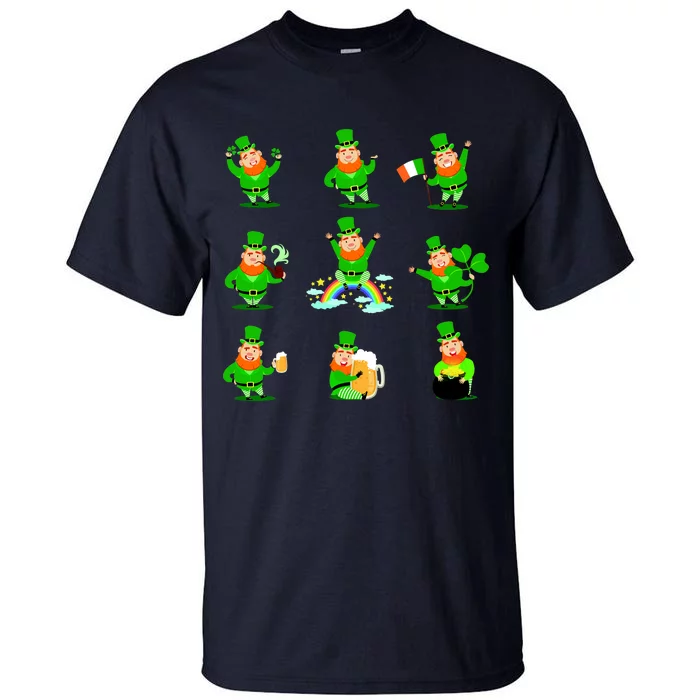 Funny St. Patrick's Day Shamrock Beer Leprechaun Emojis Tall T-Shirt