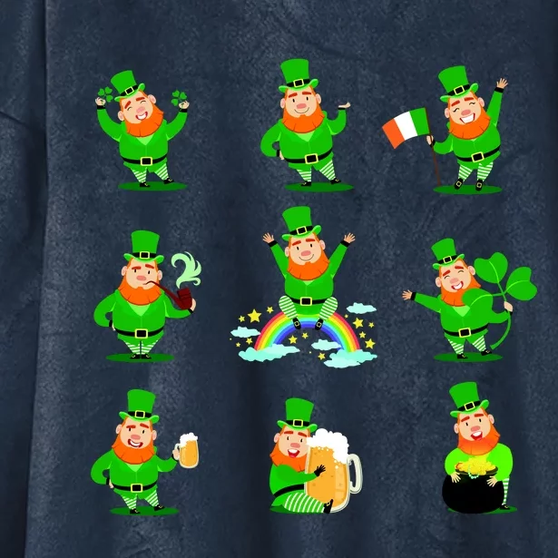 Funny St. Patrick's Day Shamrock Beer Leprechaun Emojis Hooded Wearable Blanket