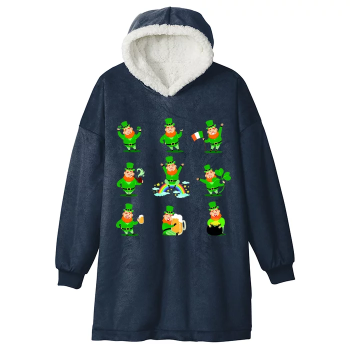 Funny St. Patrick's Day Shamrock Beer Leprechaun Emojis Hooded Wearable Blanket