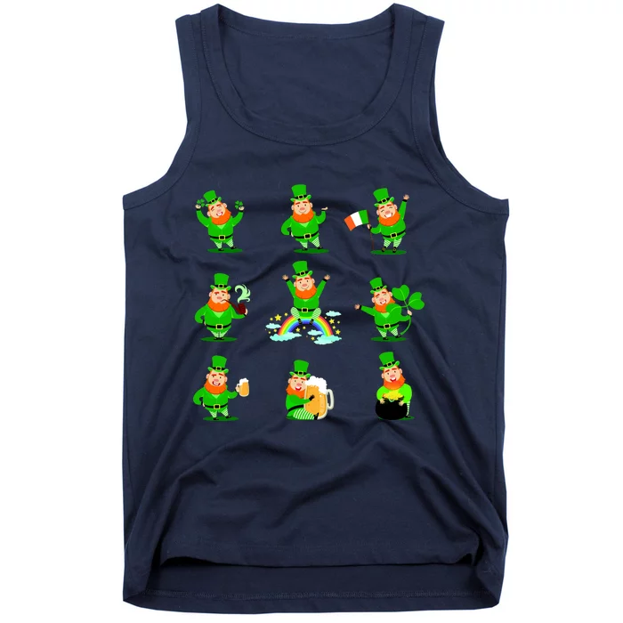 Funny St. Patrick's Day Shamrock Beer Leprechaun Emojis Tank Top