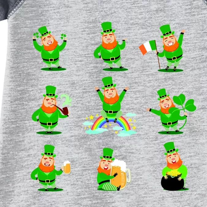 Funny St. Patrick's Day Shamrock Beer Leprechaun Emojis Infant Baby Jersey Bodysuit