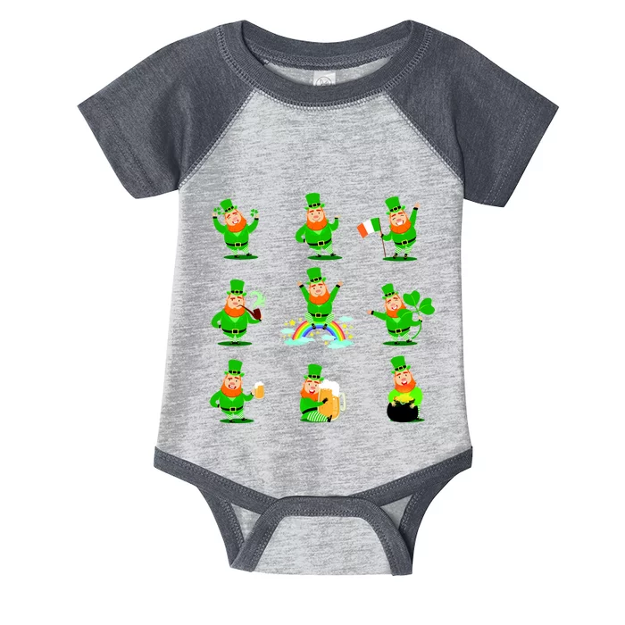 Funny St. Patrick's Day Shamrock Beer Leprechaun Emojis Infant Baby Jersey Bodysuit