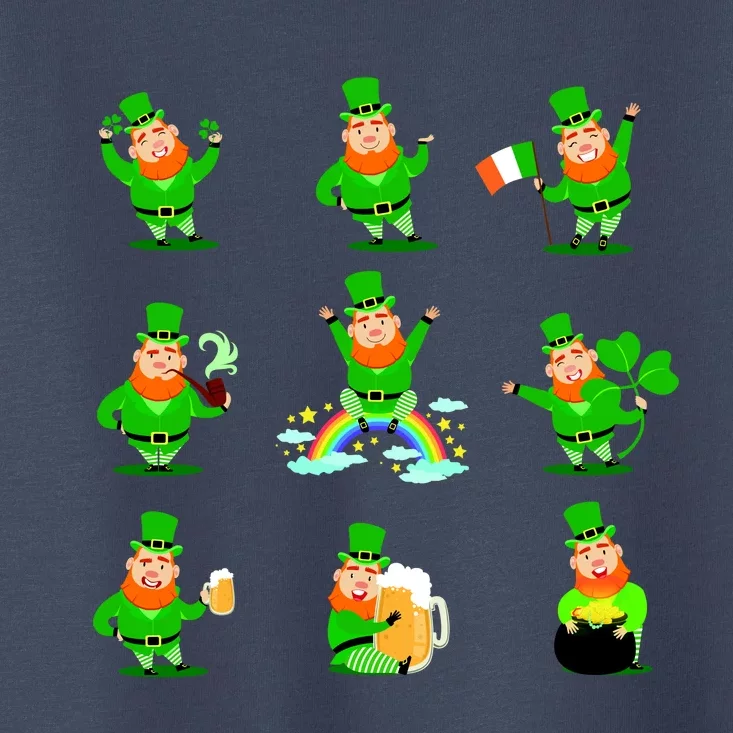 Funny St. Patrick's Day Shamrock Beer Leprechaun Emojis Toddler T-Shirt