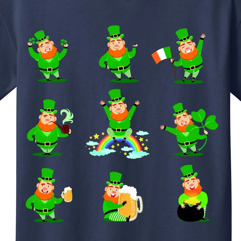 Funny St. Patrick's Day Shamrock Beer Leprechaun Emojis Kids T-Shirt