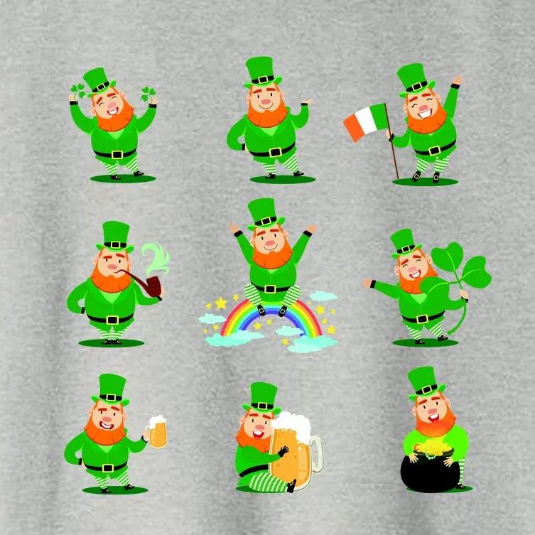 Funny St. Patrick's Day Shamrock Beer Leprechaun Emojis Women's Crop Top Tee