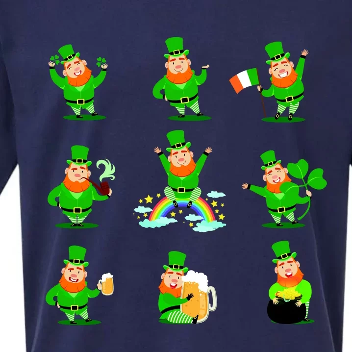 Funny St. Patrick's Day Shamrock Beer Leprechaun Emojis Sueded Cloud Jersey T-Shirt