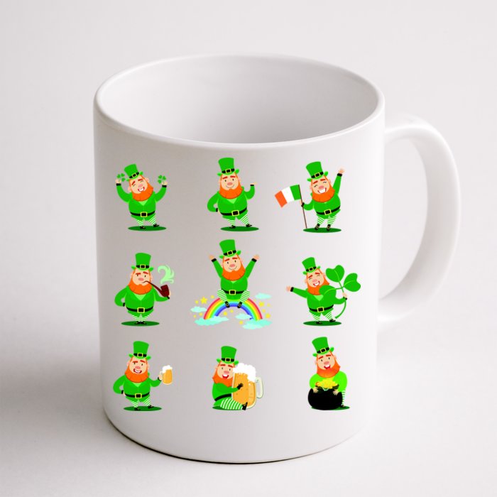 Funny St. Patrick's Day Shamrock Beer Leprechaun Emojis Front & Back Coffee Mug